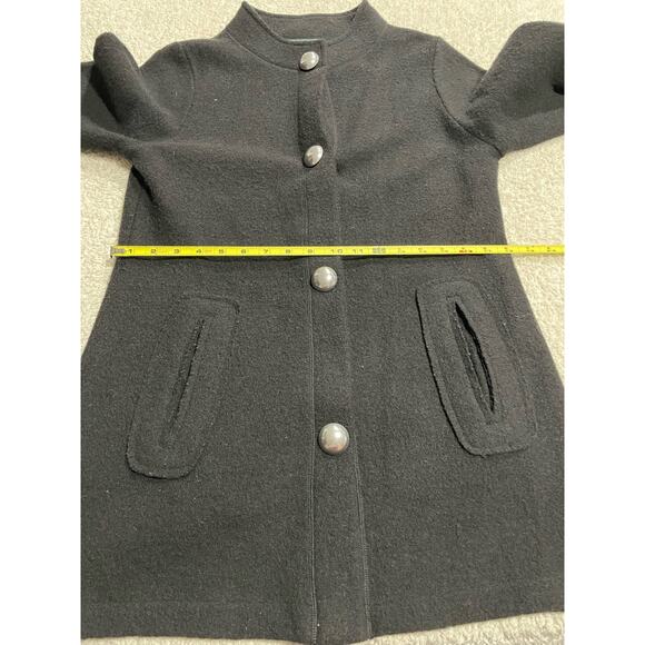 Harve Benard Womens Small Button Up Knee Length 100% Wool Winter Coat Black - Picture 3 of 10